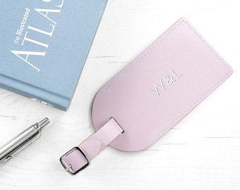 Personalised Lilac Foiled Leather Luggage Tag