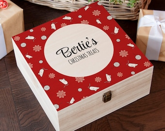 Personalised Cat Treats Christmas Box