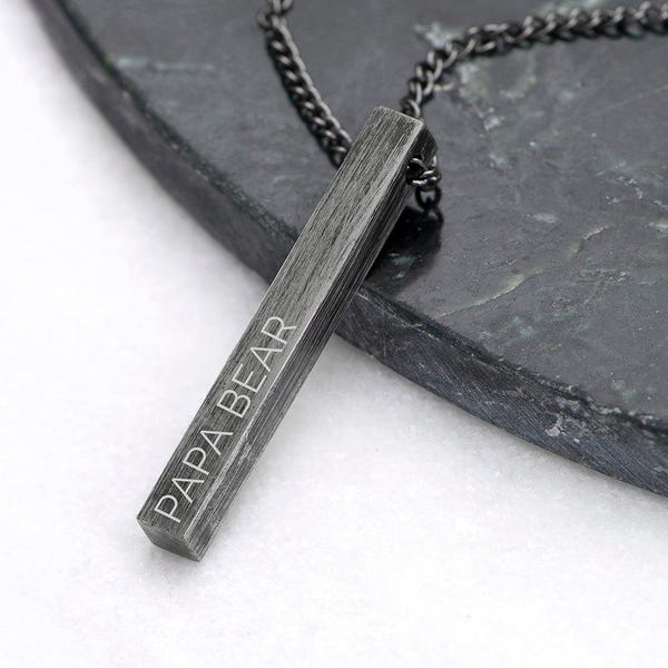 Collar personalizado con barra maciza de metal cepillado para hombre