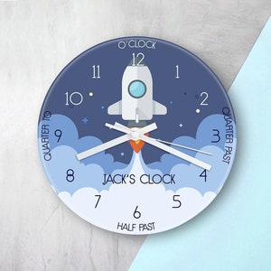 Personalised Kids Space Shuttle Glass Clock