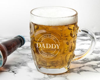 Personalised Emblem Dimpled Beer Glass