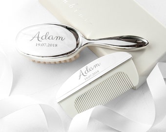 Personalised Classic Silver Plated Baby Brush And Comb Set