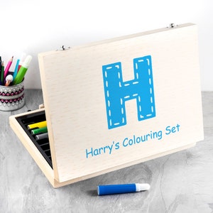 Personalised Children's Colouring In Set, Kids Travel Colour In Activity Bundle Add Their Name, Birthday Gift Blue