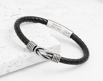 Personalised Men&#39;s Infinity Knot Leather Bracelet