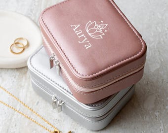 Personalised Diwali Lotus Travel Jewellery Case
