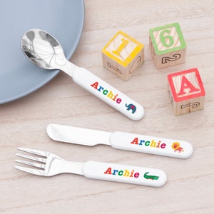 Personalised Engraved Childrens Cutlery Set Christening Birthday Kids Gift  Idea