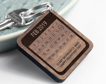 Personalised A Day To Remember Square Keyring, Valentine's Day, Anniversary, Couples Keyring Gift, Romantic