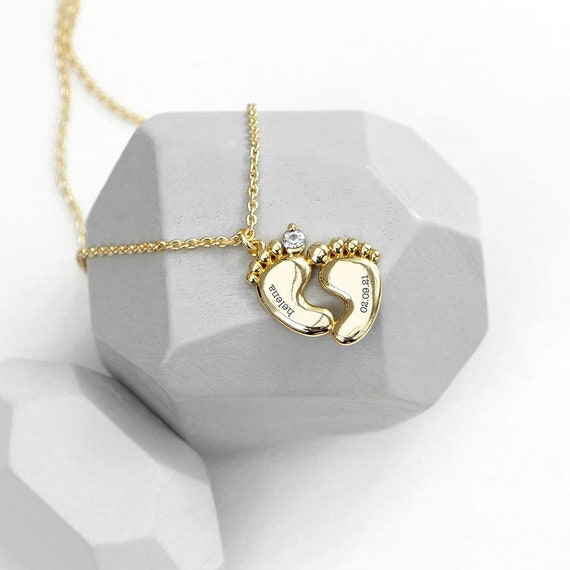 Handprint or footprint heart necklace, two prints with one name - Little  Fingers 'n' Toes