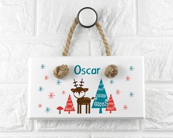 Personalised Kid’s Reindeer Door Sign