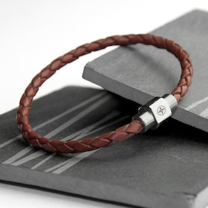 Gepersonaliseerde geweven leren armband voor heren