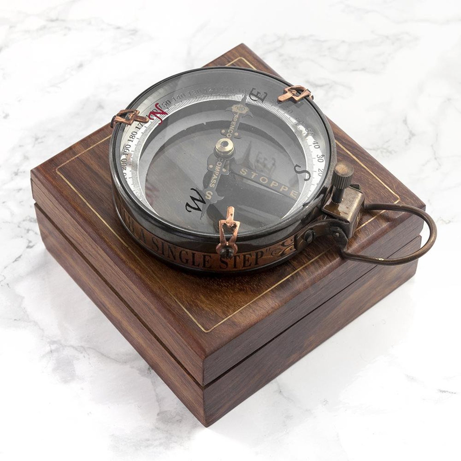 Personalised Vintage Style Compass in Wooden Box Engraved Etsy