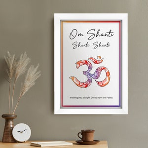 Stampa incorniciata personalizzata Diwali Om Mantra, regali Diwali, casa e vita, arte murale, decorazioni per la casa, stampe murali, arazzi, decorazioni