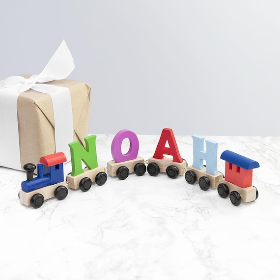 Treno di legno per bambini personalizzato con lettere motore - Etsy Italia