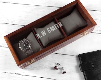 Personalised 3 Piece Wooden Watch Box