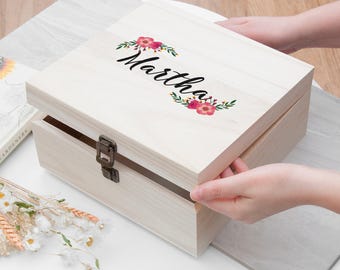 Personalised Floral Bridesmaid Box, Bridal Party, Wedding Keepsake