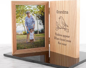 Personalised Robin Memorial Book Oak Picture Frame