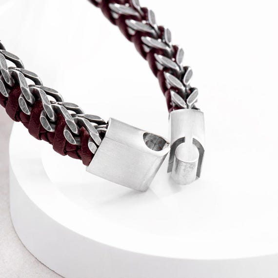 UNIQAL | Bracciale in pelle APERION BLACK da uomo infinity bracelet | acciaio inox/vera pelle/nero + scatola regalo, Acciaio inossidabile