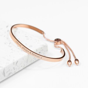 Personalised Rose Gold Affirmation Bangle Bracelet