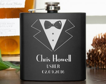 Thank You For Being My Groomsman Personalised Black Matte Hip Flask