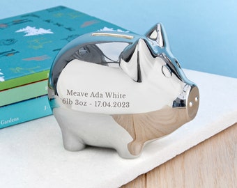 Personalised Silver Plated Piggy Bank