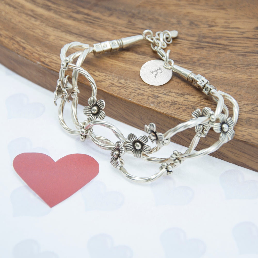 Sterling silver forget sale me not bracelet