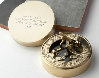 Personalised Adventurer&#39;s Brass Sundial and Compass