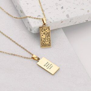 Gepersonaliseerde wijsheid Tarotkaart ketting, cadeaus voor haar, verguld, damessieraden, Valentijnsdag, Moederdag, verjaardagen, Kerstmis