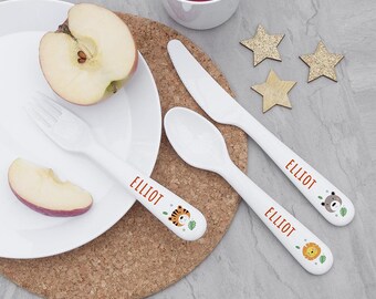 Personalised Children's Jungle Animal Cutlery Set