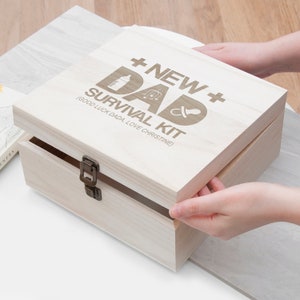 Boîte de rangement personnalisée pour kit de survie pour nouveau père
