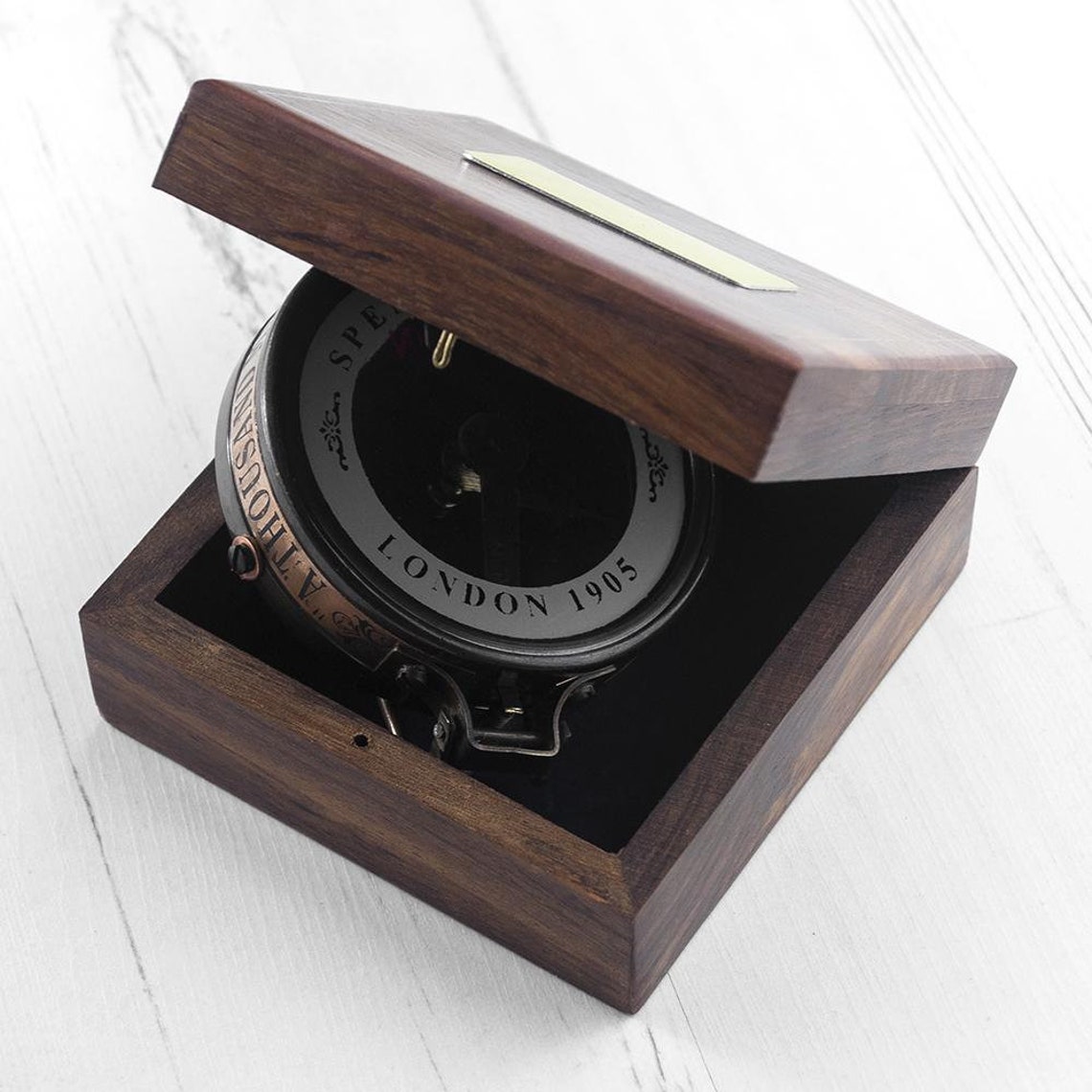 Personalised Vintage Style Compass in Wooden Box Engraved Etsy