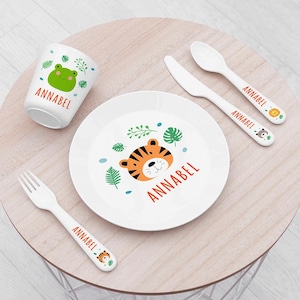Personalised Children's Jungle Animal Dinner Set
