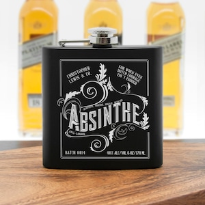Personalised Absinthe Vintage Hip Flask