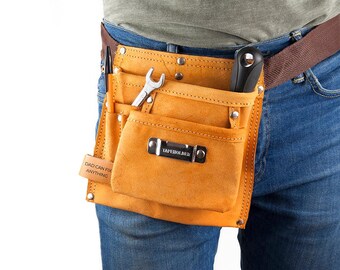 Ceinture à outils en cuir personnalisée à 6 poches pour papa