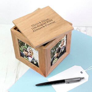 Personalised Oak Photo Cube Keepsake Box imagem 10