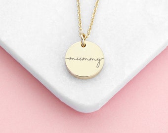 Personalised Disc Necklace, Engraved Name, Gifts for Mums, Mother's Day, Valentine's Day, Gift for Her, Romantic