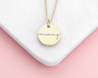 Personalised Disc Necklace, Engraved Name, Gifts for Mums, Mother&#39;s Day, Valentine&#39;s Day, Gift for Her, Romantic