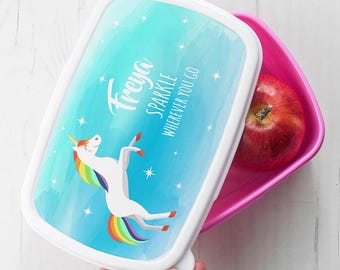 Personalised Rainbow Unicorn Lunch Box