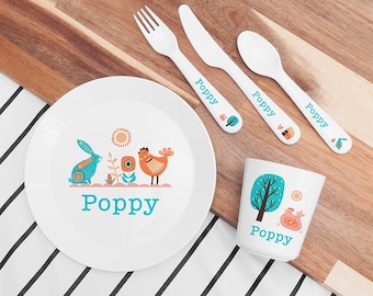 Juego de vajilla infantil escandinava de verano personalizado