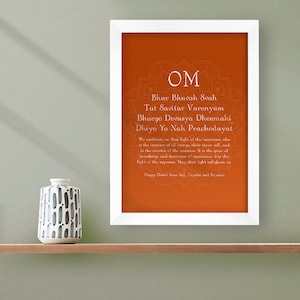 Stampa incorniciata personalizzata Diwali Gayatri Mantra, regali Diwali, casa e vita, arte murale, arazzi, arte murale, arredamento per la casa, decorazioni