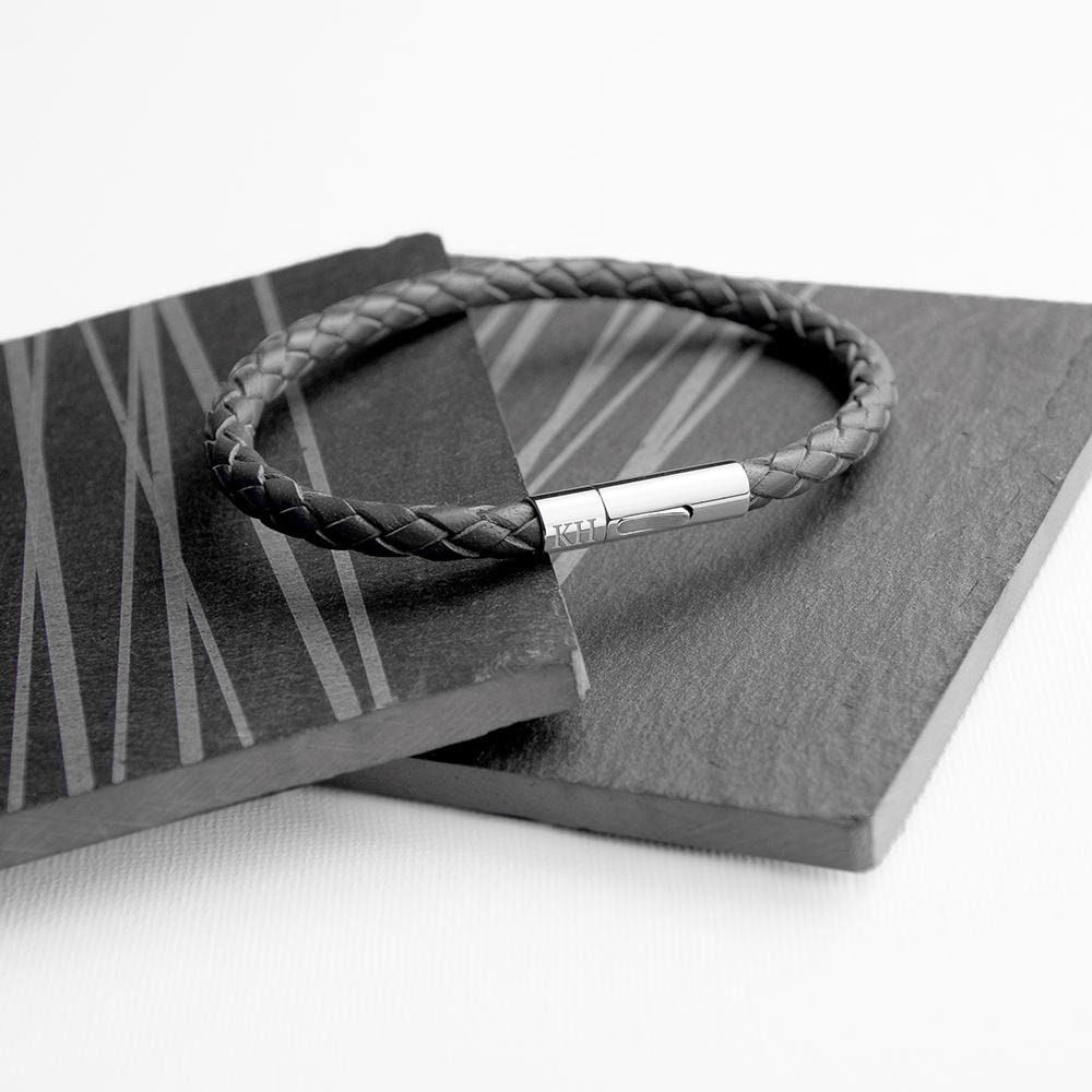 Personalised Men's Capsule Tube Woven Bracelet in Black - Etsy UK