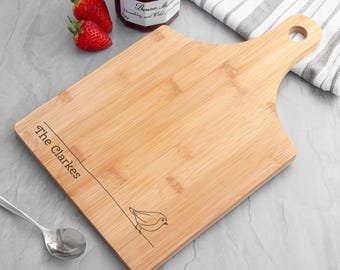 Personalised Robin Bamboo Paddle Cutting Board