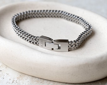 Monogrammed Men's Braided Steel Bracelet