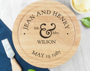 Personalised Couples Romantic Round Cheese Board with Knives, Valentine&#39;s Day, Anniversary, Couples Gift, Romantic, Gift for Her, Wedding