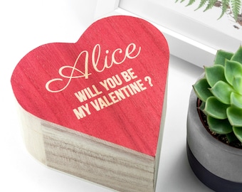 Personalised Valentine's Wooden Heart Trinket Box