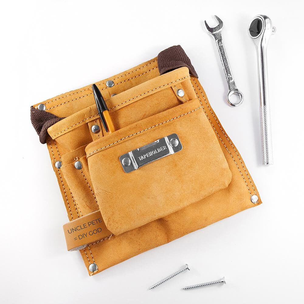 Personalisierter robuster Werkzeuggürtel aus Leder mit 6 Taschen