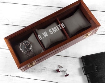 Personalised 3 Piece Wooden Watch Box