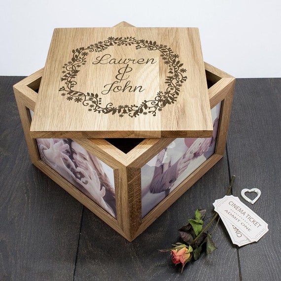 Caja de madera personalizable regalo Boda Cumpleaños San Valentín