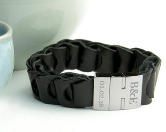 Personalised Men's Intrepid Leather Bracelet