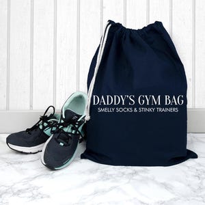 Bolsa de ginástica personalizada em algodão azul marinho