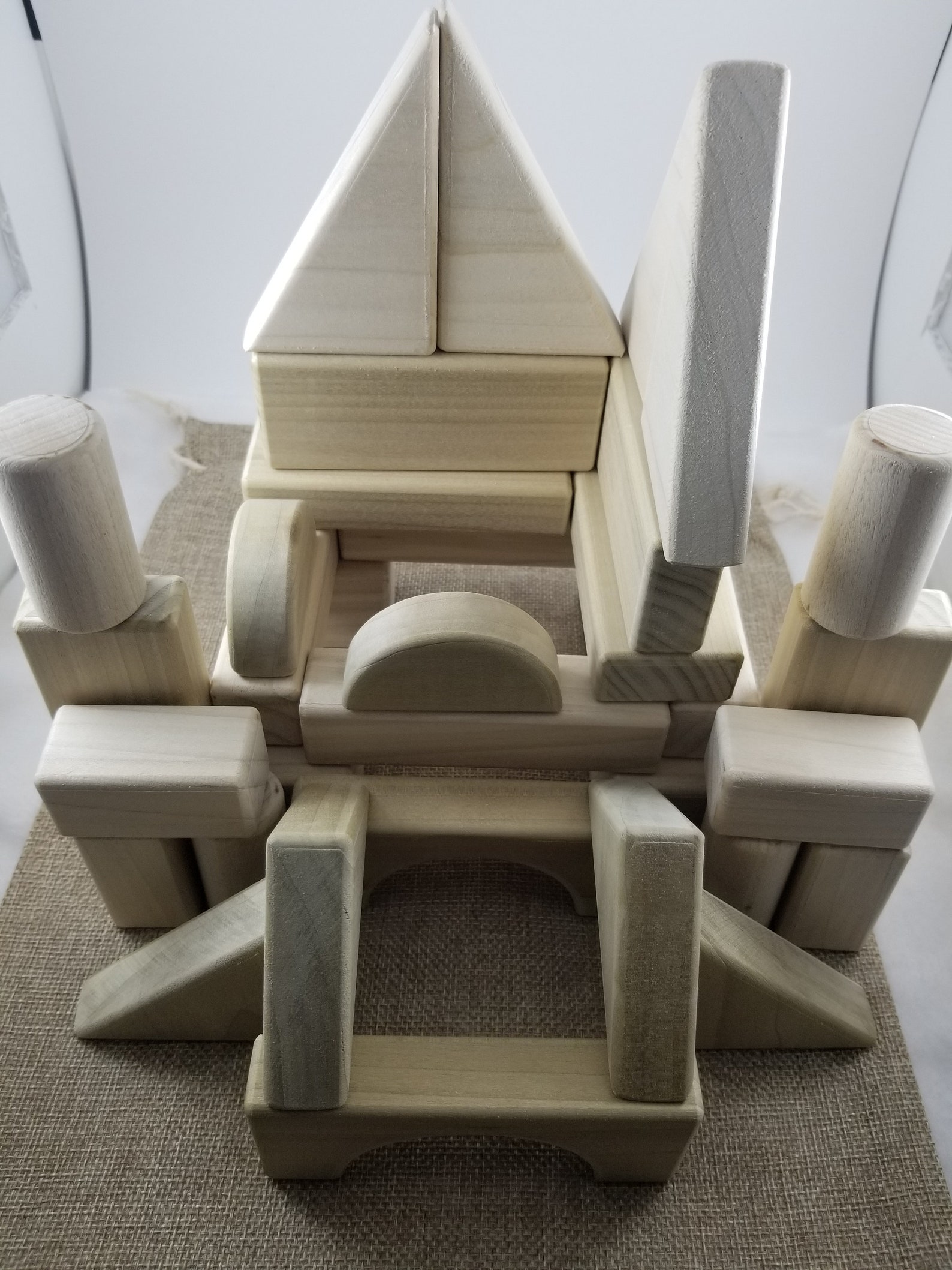 Hand Made Wooden Building Block Set 40 Blocks All Natural Etsy